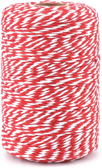 Image de FICELLE COTON BLANC ET ROUGE 200GR